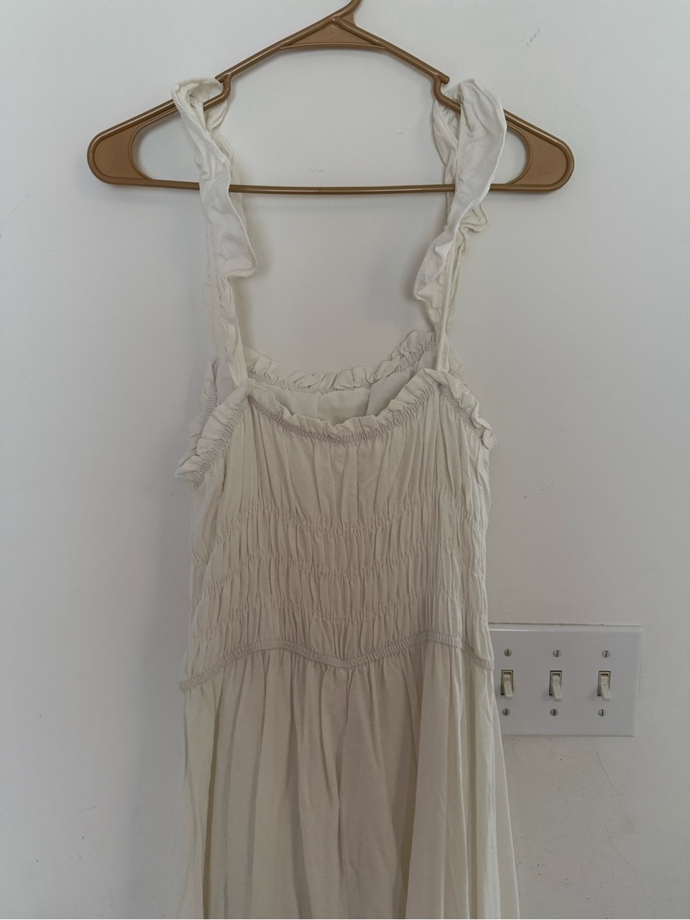 MOTF Cream Ruffled Strap Sundress